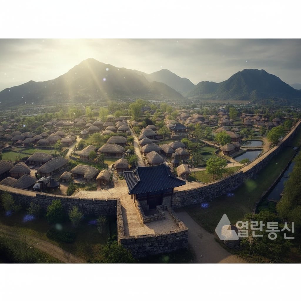 읍성과 산성의 조화로운 방어 시스템 일러스트